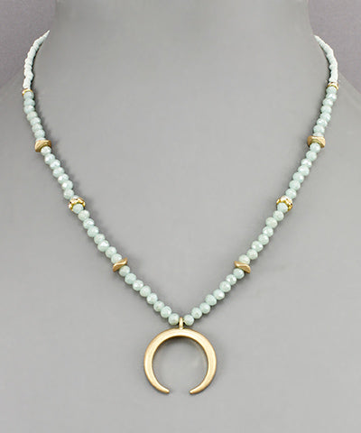 Crescent Moon Beaded Necklace