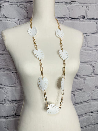 White & Gold Monstera Chain