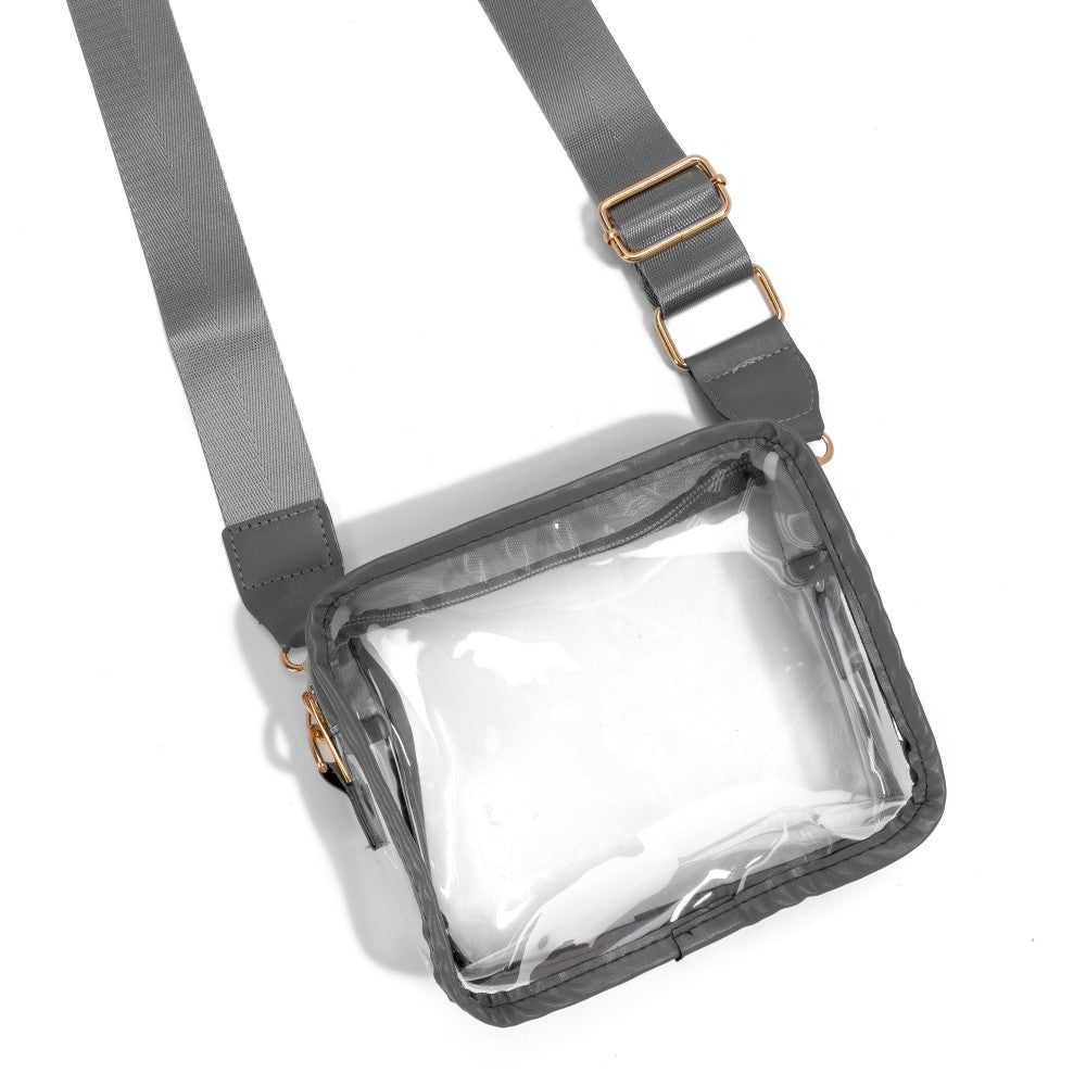 Leather Trimmed Square Clear Crossbody Bag