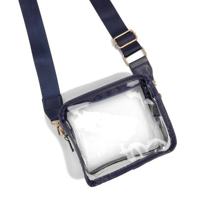 Leather Trimmed Square Clear Crossbody Bag