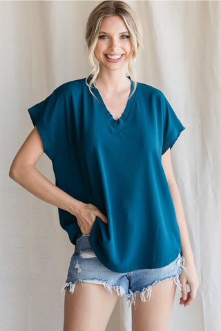 Best Selling Cap Sleeve Raw Edge Top