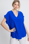 Best Selling Cap Sleeve Raw Edge Top