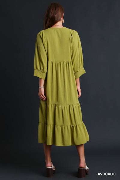Umgee Linen V-Neck Maxi Dress