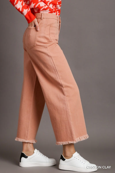 Umgee Frayed Hem Pants