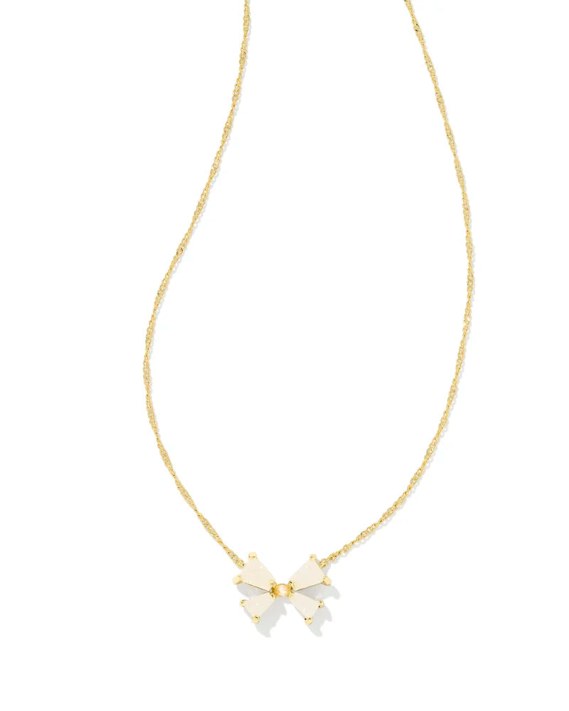 Kendra Scott Blair Bow Small Pendant Necklace In Iridescent Drusy