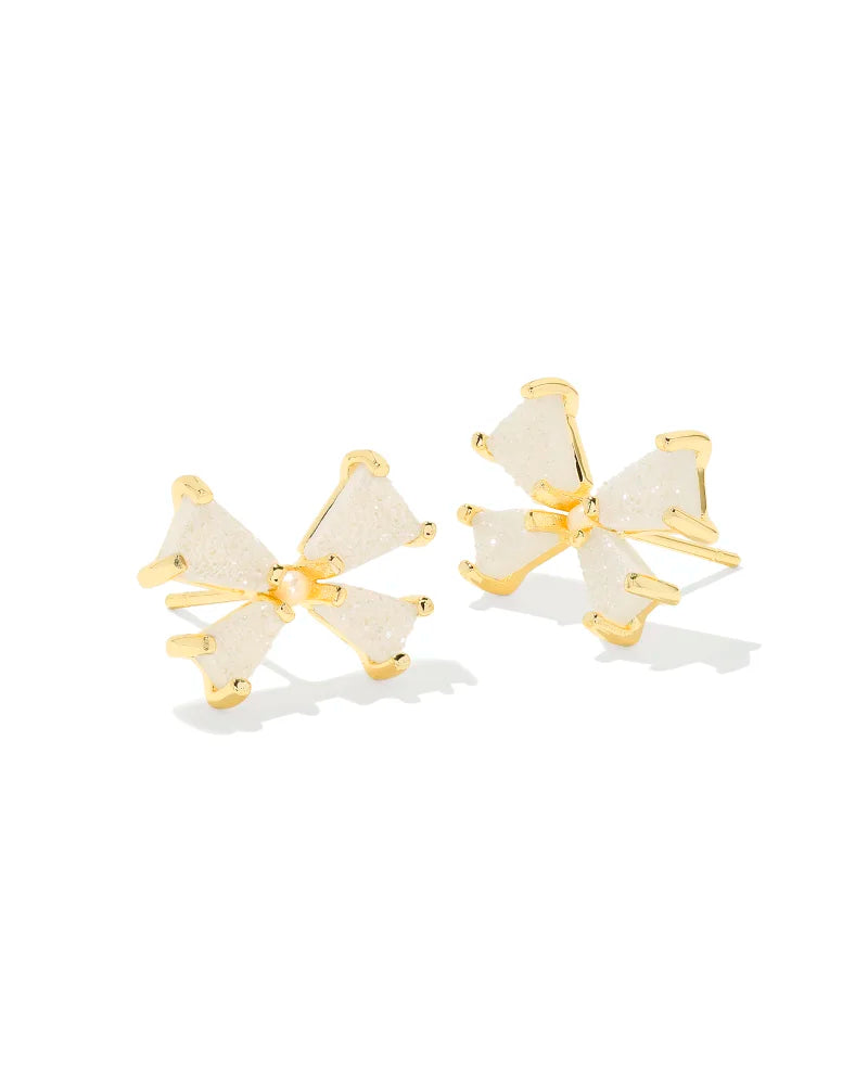 Kendra Scott Blair Bow Small Stud Earrings in Iridescent Druzy