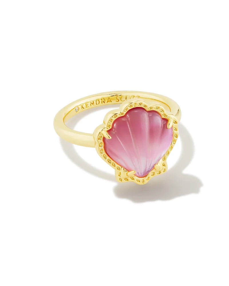 Brynne Gold Shell Ring in Blush Mother of Pearl