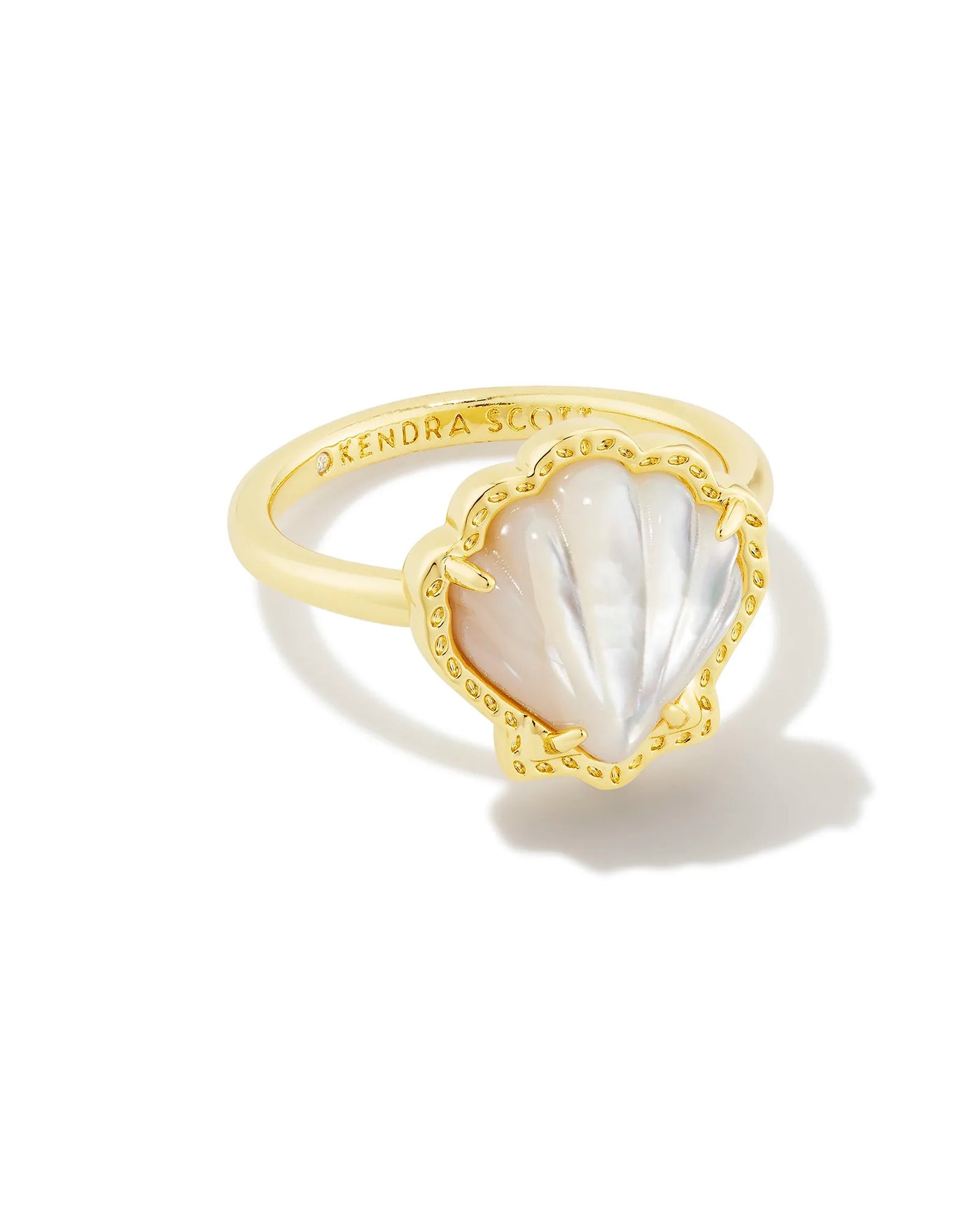 Brynne Gold Shell Ring in Ivory Mother of Pearl