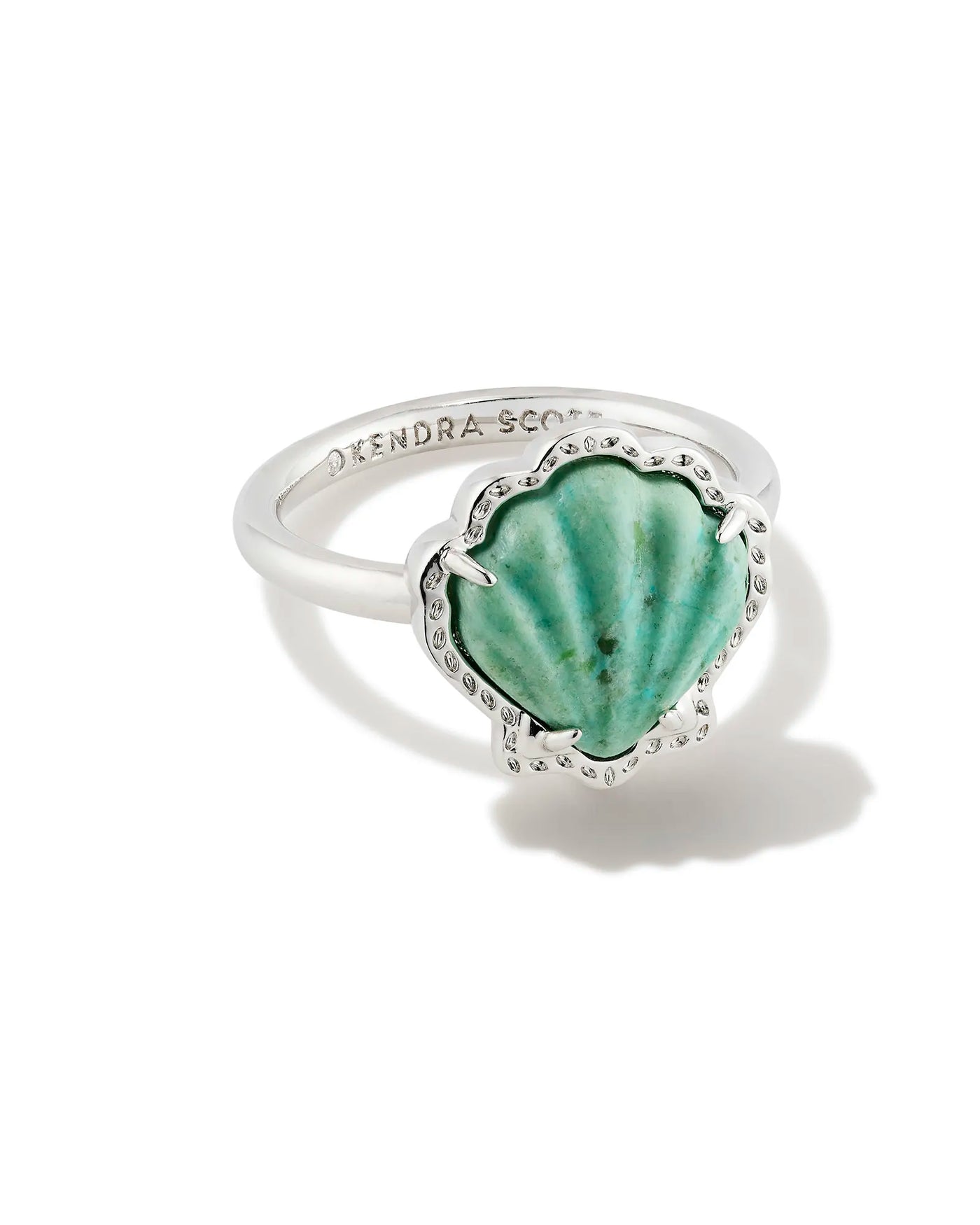 Brynne Silver Shell Ring in Sea Green Chrysocolla