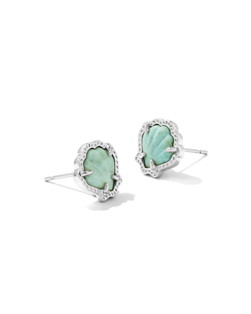 Brynne Shell Stud Earrings Silver Sea Green Chrysocolla