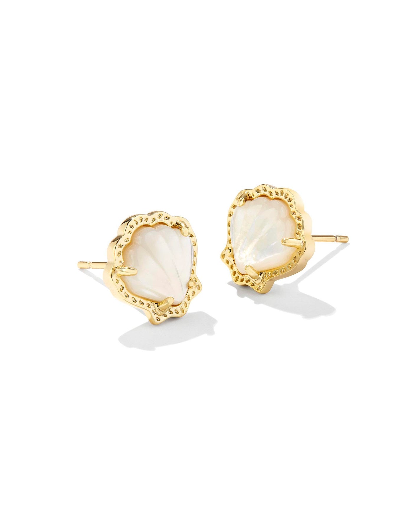 Brynne Shell Stud Earrings Gold Ivory MOP