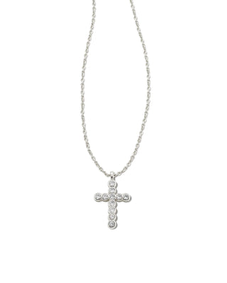 Kendra Scott Boxed Cross Crystal Silver Necklace
