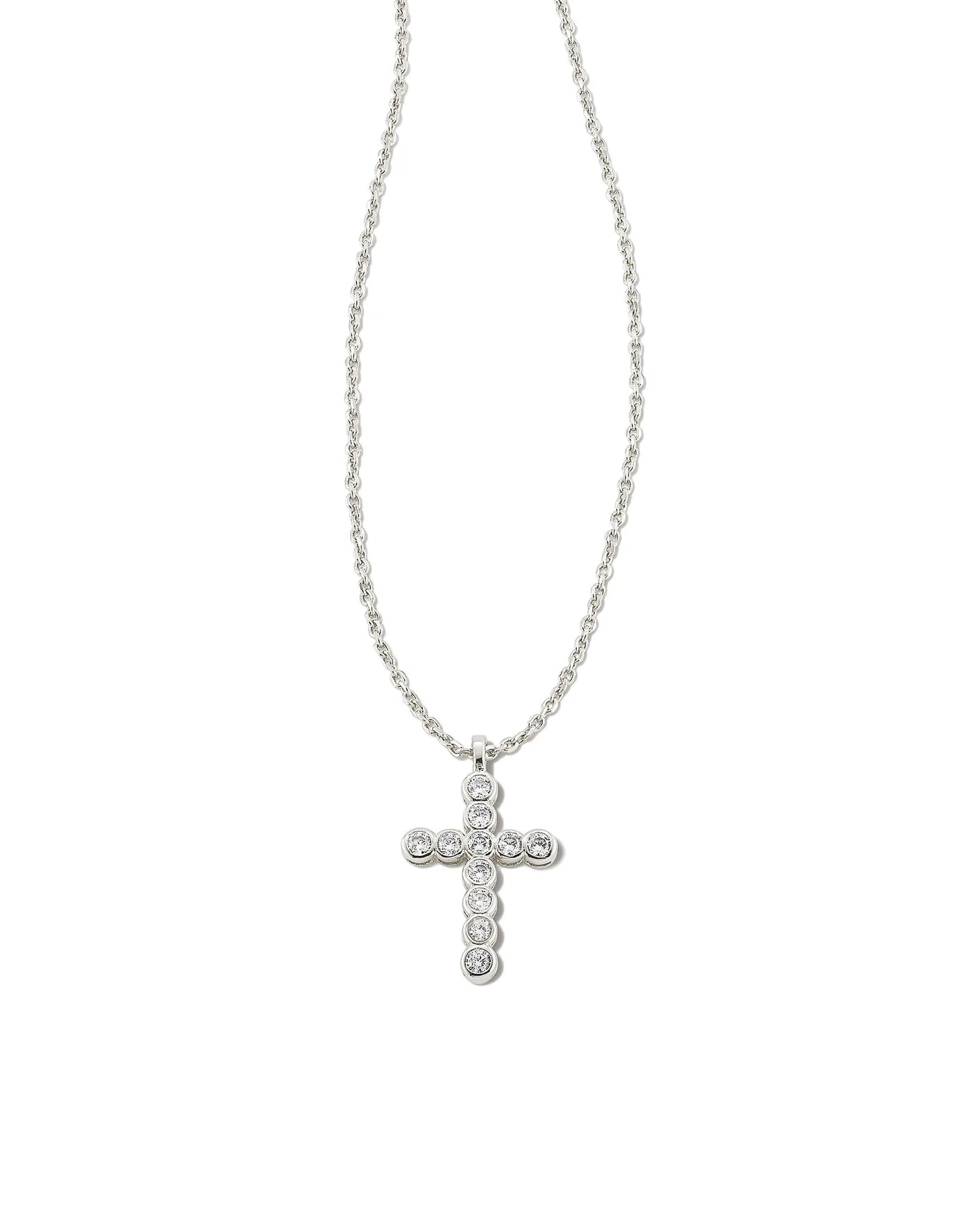 Kendra Scott Boxed Cross Crystal Silver Necklace