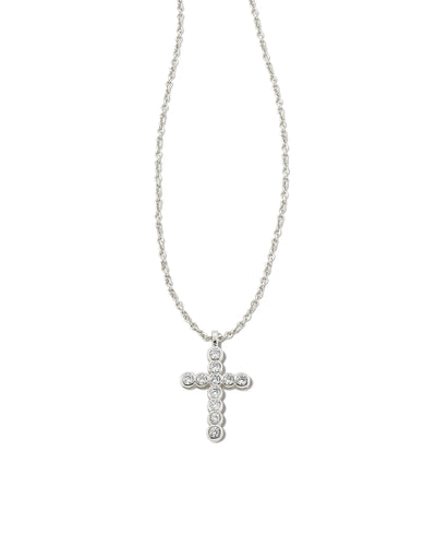 Kendra Scott Boxed Cross Crystal Silver Necklace