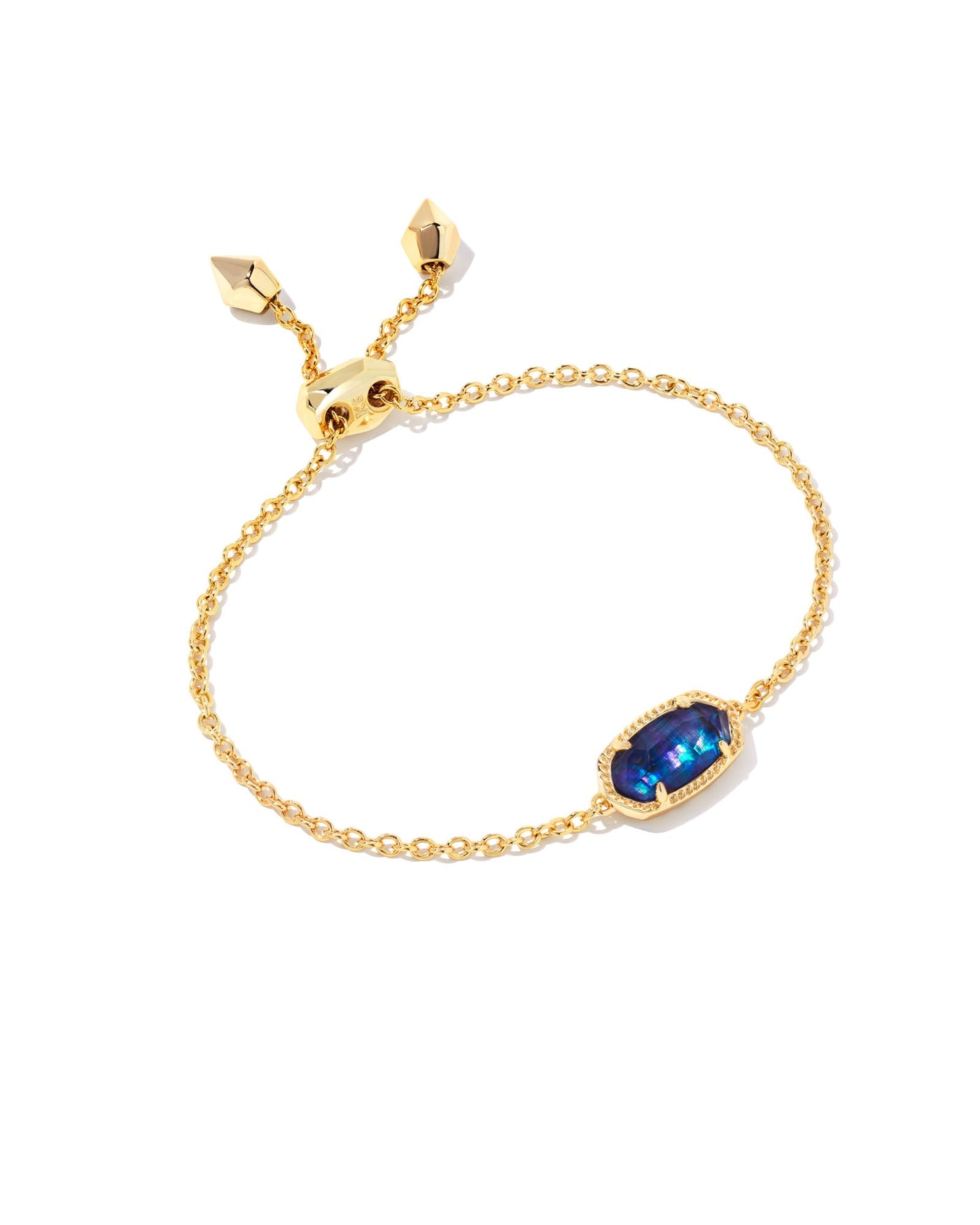 Elaina Gold Adjustable Chain Bracelet in Navy Abalone