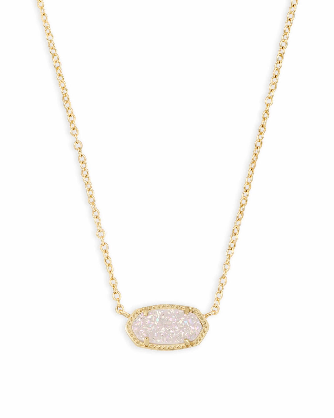 Elisa Gold Pendant Necklace in Iridescent Drusy