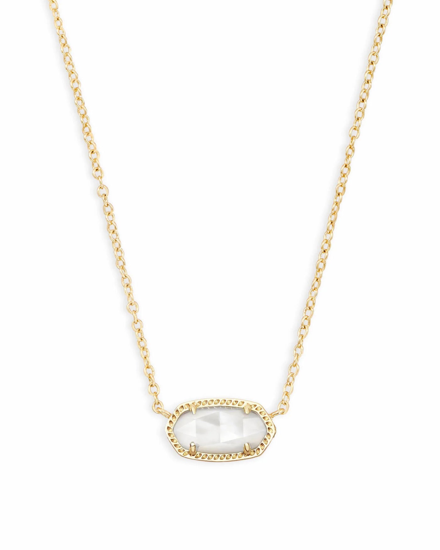 Elisa Gold Pendant Necklace in Ivory Mother-of-Pearl