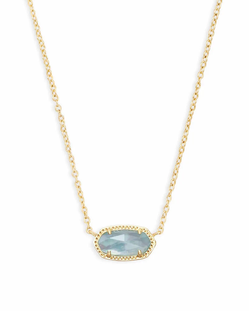 Elisa Gold Pendant Necklace in Light Blue Illusion