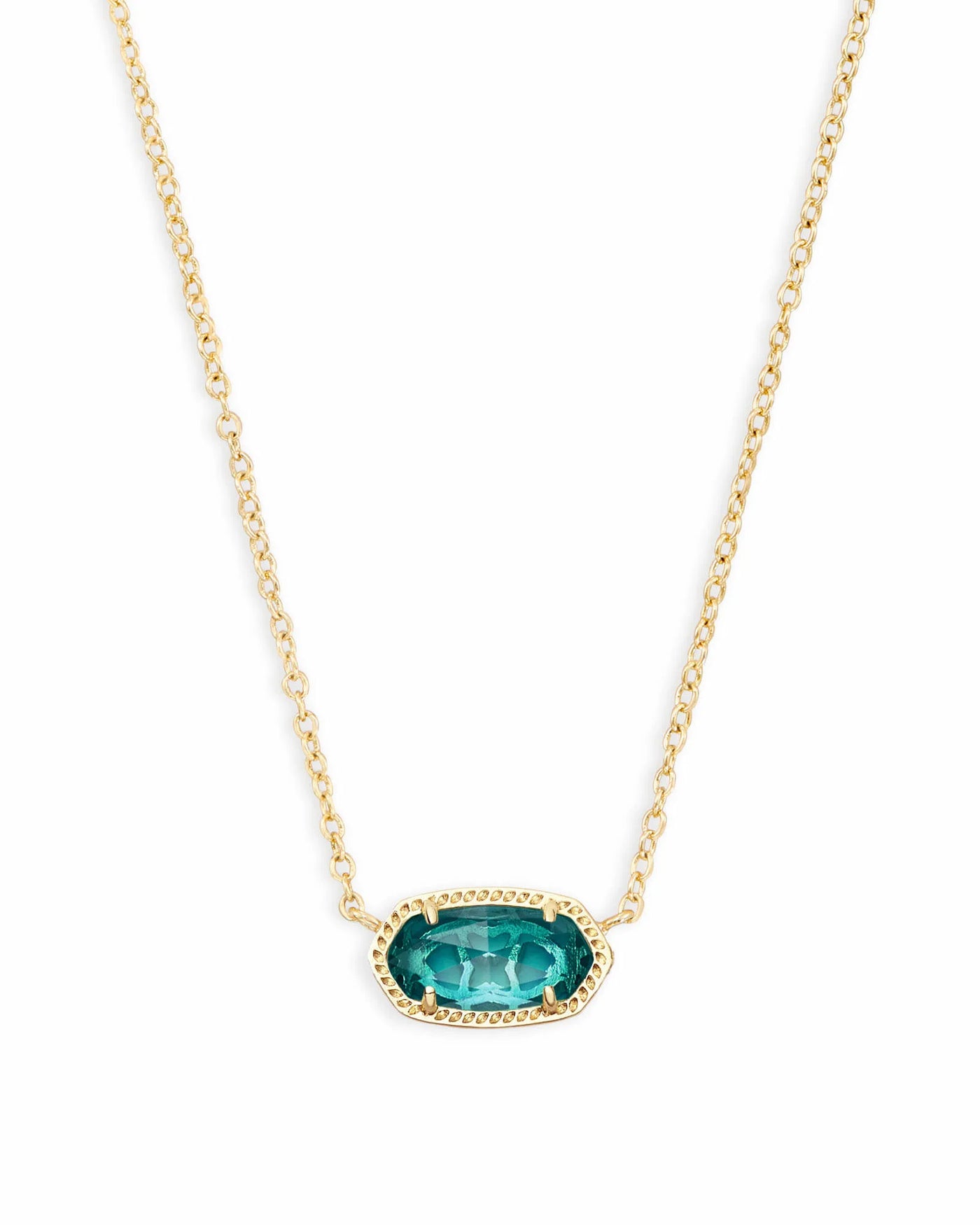 Elisa Gold Pendant Necklace in London Blue Glass