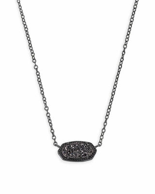 Elisa Pendant Necklace in Black Drusy