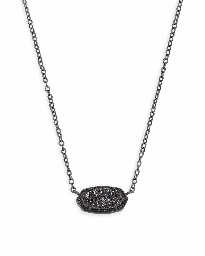 Elisa Pendant Necklace in Black Drusy