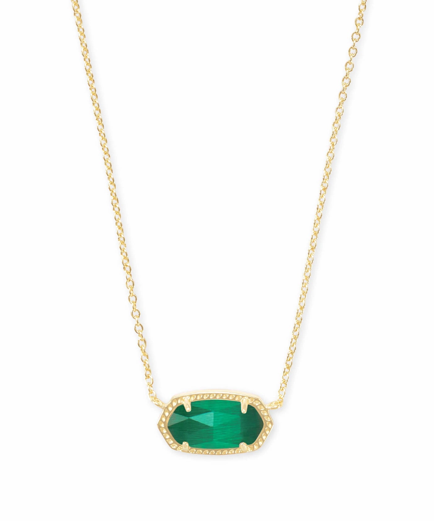 Elisa Gold Pendant Necklace in Emerald Cat’s Eye