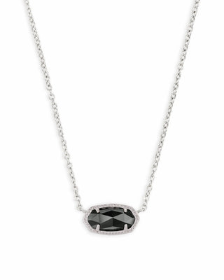 Elisa Silver Pendant Necklace in Black Opaque Glass