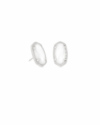 Ellie Silver Stud Earrings in White Pearl