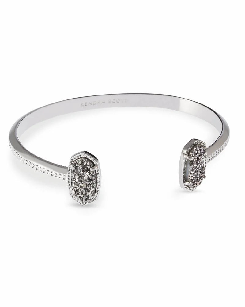 Elton Silver Cuff Bracelet in Platinum Drusy