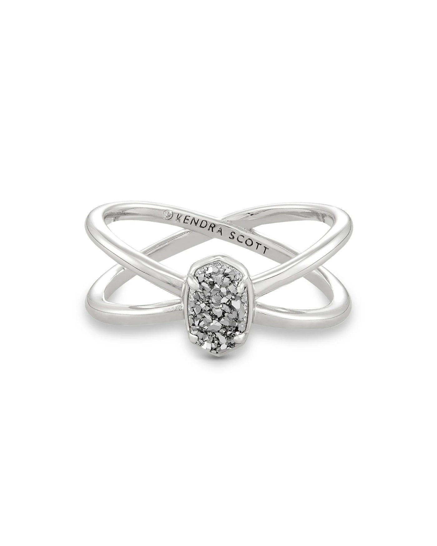 Emilie Silver Double Band Ring in Platinum Drusy