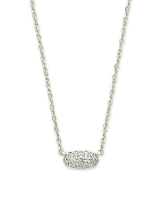Grayson Silver Pendant Necklace in White Crystal