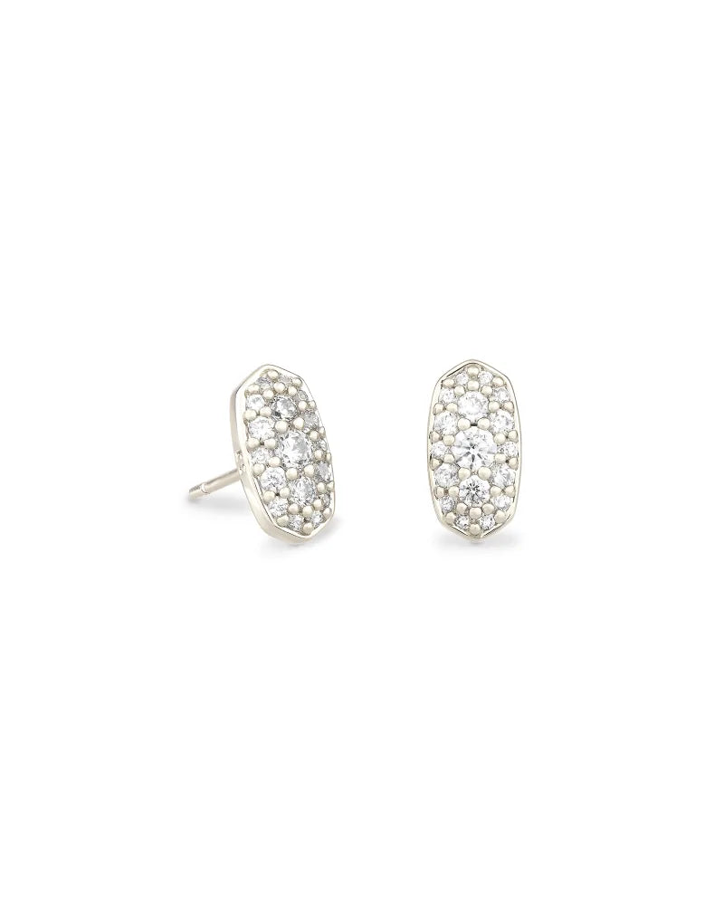 Grayson Silver Stud Earrings in White Crystal