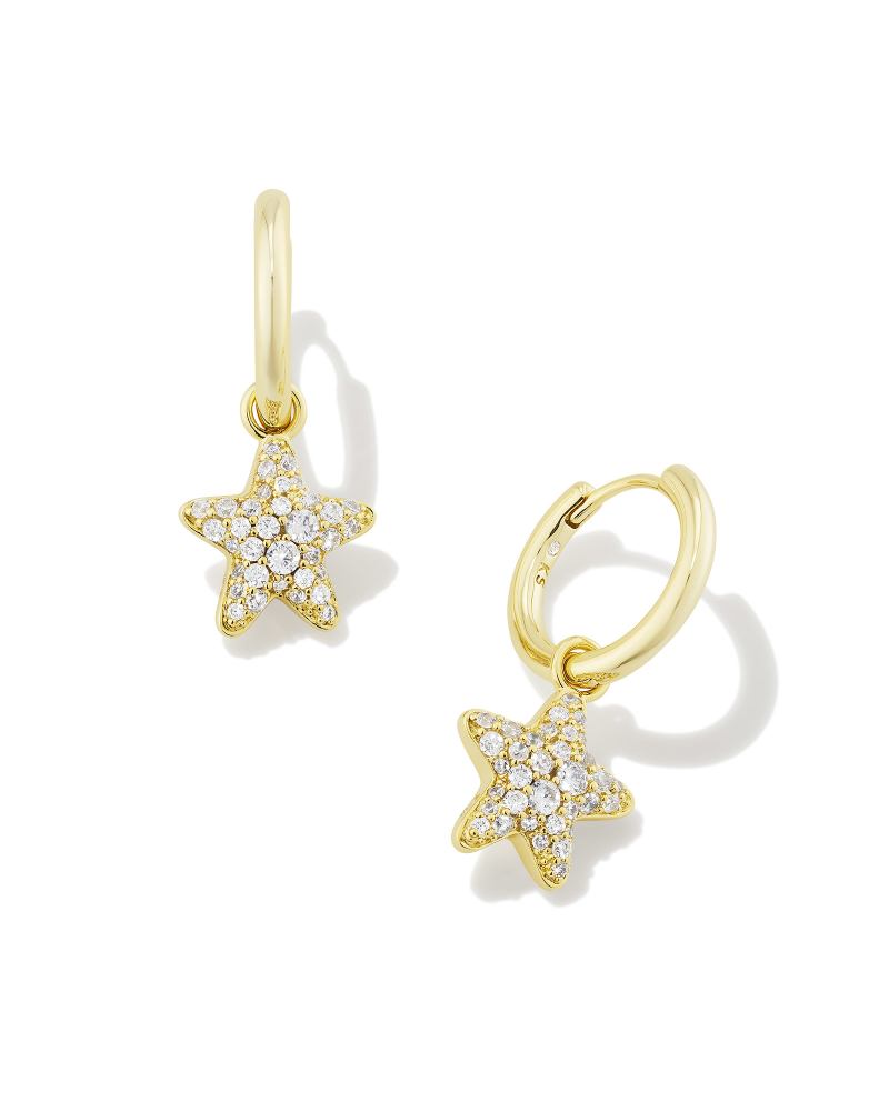 Jae Star Pave Huggie Earring Gold White Crystal