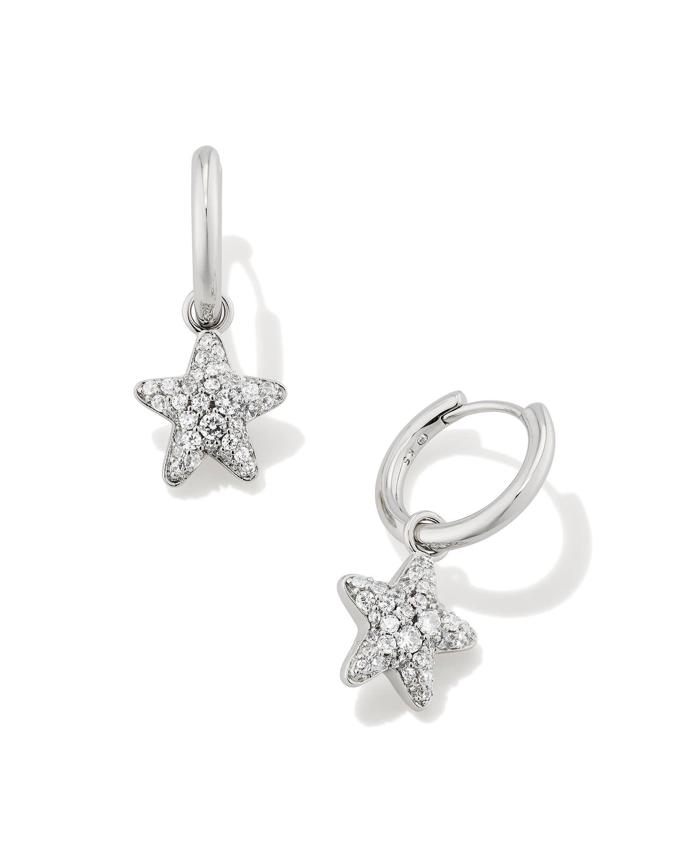 Jae Star Pave Huggie Earring Silver White Crystal