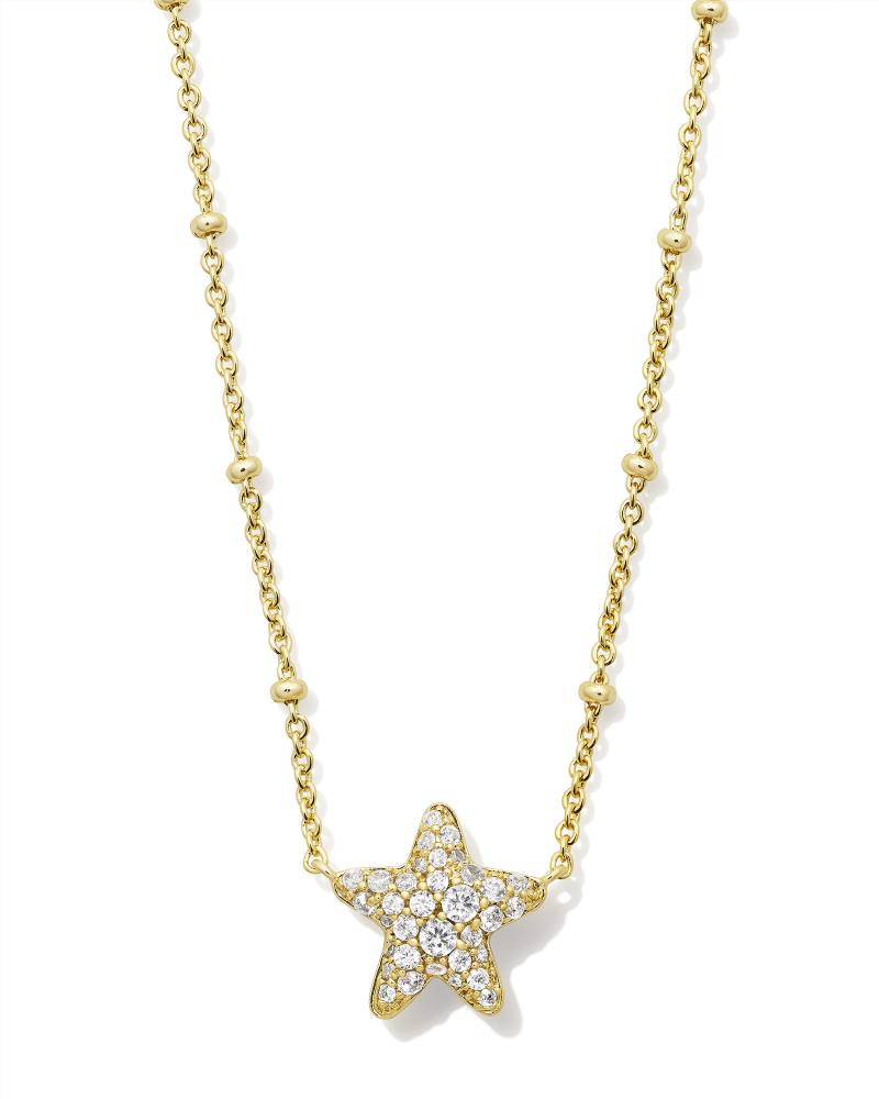 Jae Star Pave Pendant Necklace Gold White Crystal