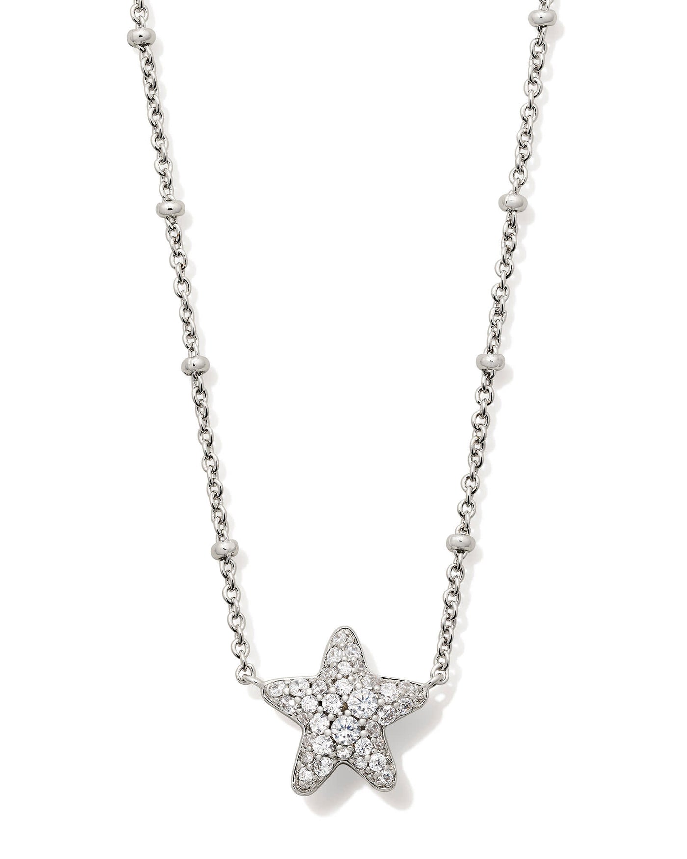 Jae Star Pave Pendant Necklace Silver White Crystal