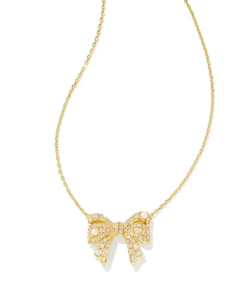 Kendra Scott Krista Bow Short Pendant in White Mix