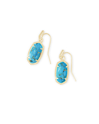 Lee Gold Drop Earrings in Bronze Veined Turquoise Magnesite