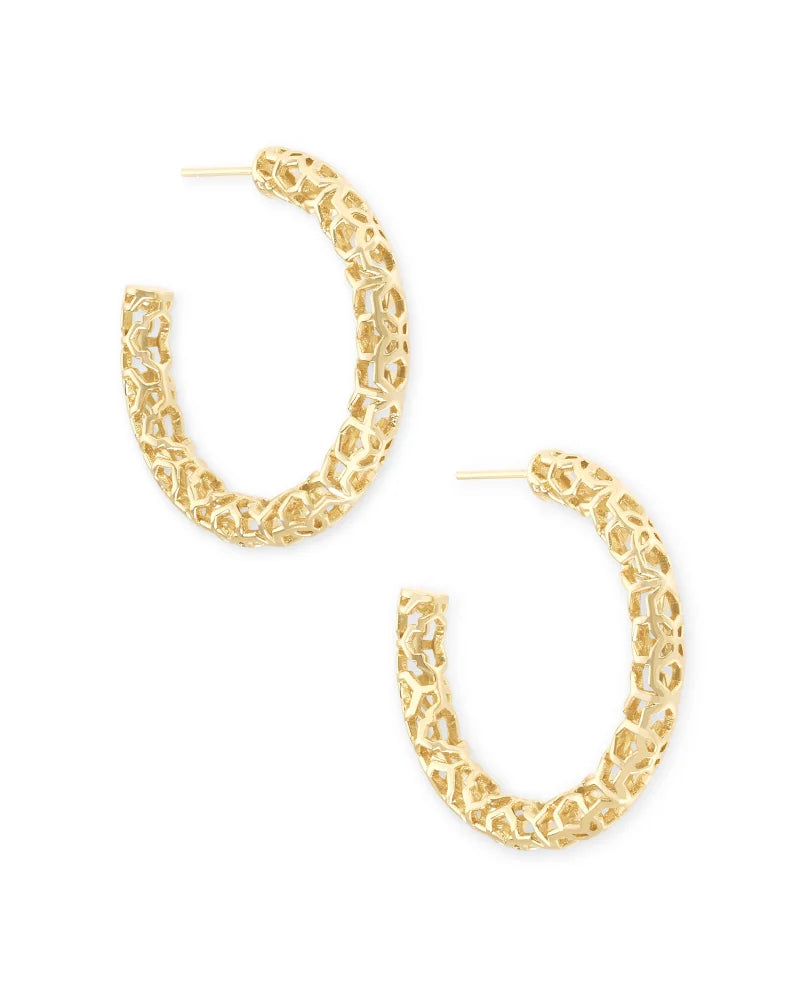 Maggie Small Hoop Earrings in Gold Filigree