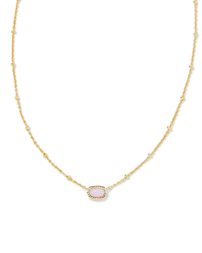 Kendra Scott Boxed Mini Elisa Necklace Gold Pink Opalite