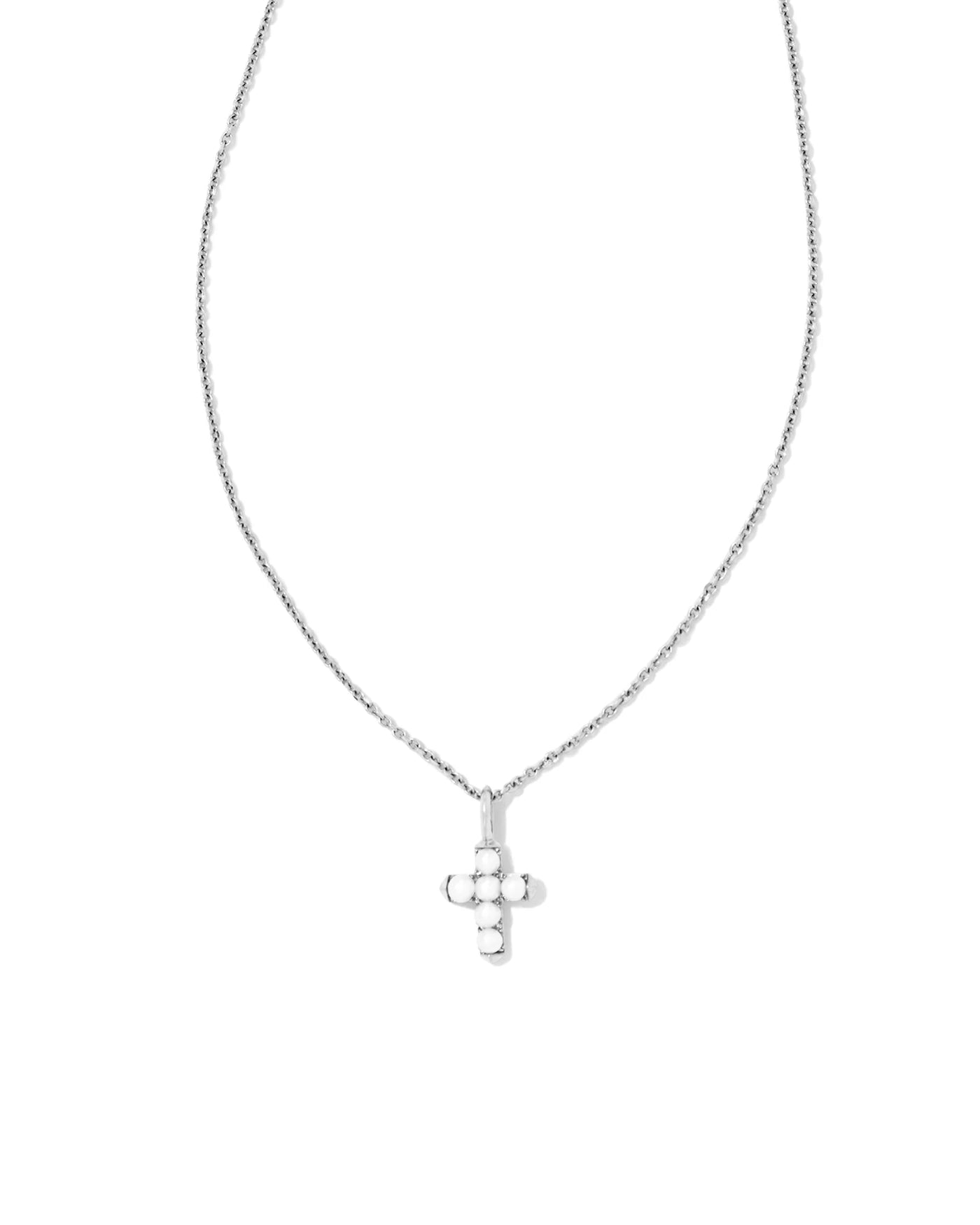 Kendra Scott Pearl Silver Cross Necklace