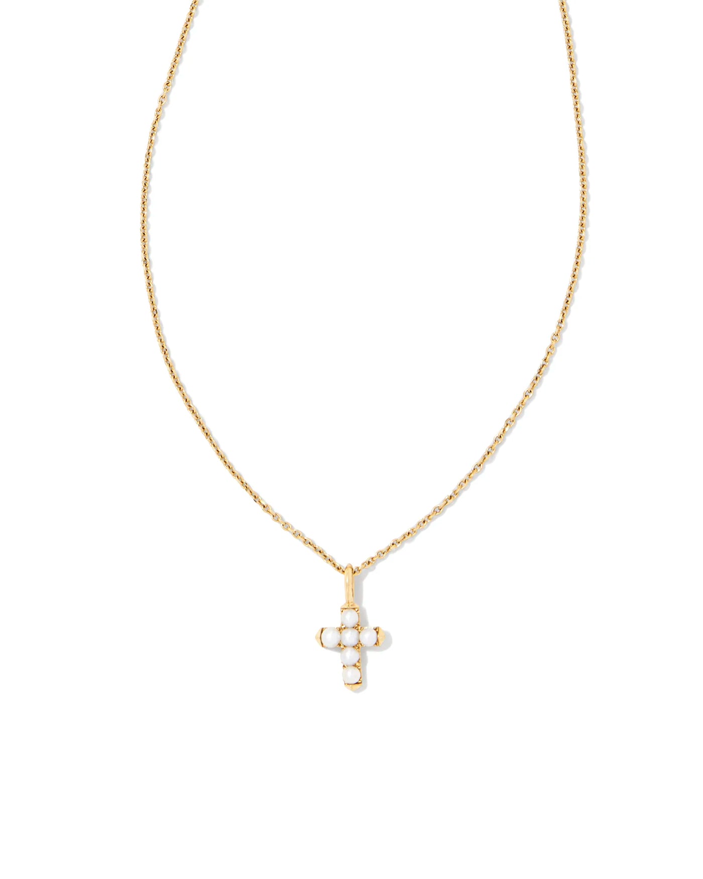 Kendra Scott Pearl Gold Cross Necklace