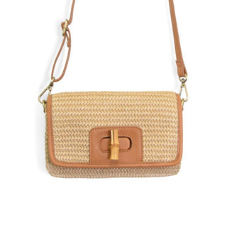 Natural Straw Bonnie Mini Organizer Bamboo Turnlock Crossbody