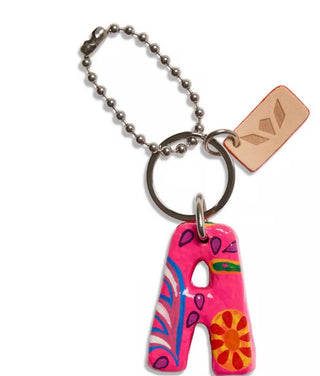 Pink Paper Mache Alphabet Charms - Consuela
