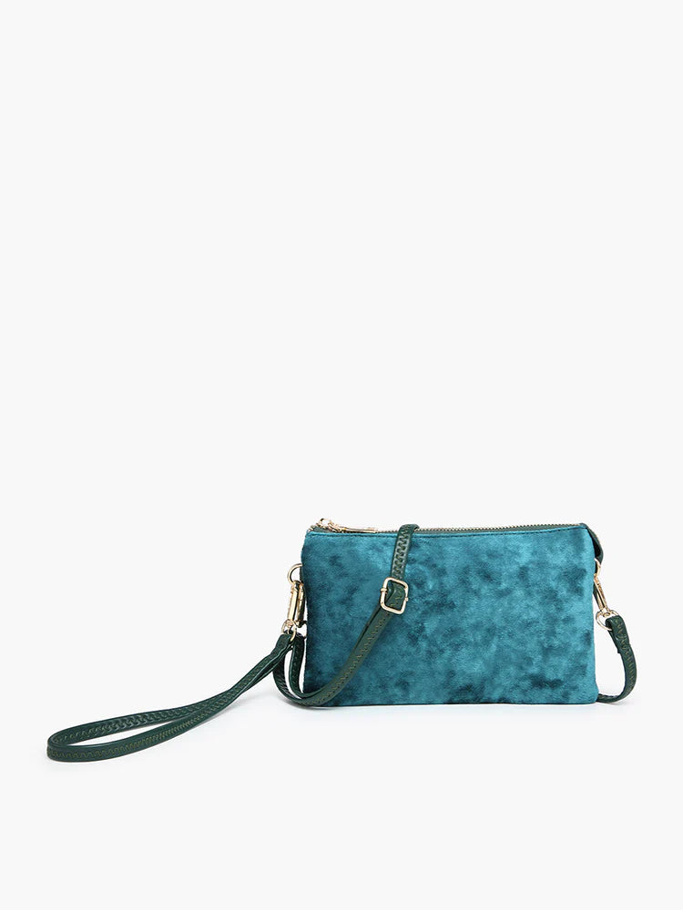 Riley Velvet 3 Compartment Wristlet/Crossbody