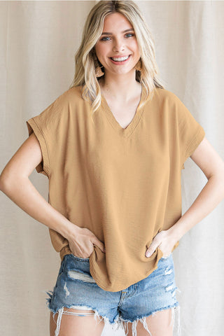 Best Selling Cap Sleeve Raw Edge Top
