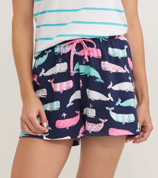 Capelton Road Women's Nautical Whales Cotton Sleep Shorts