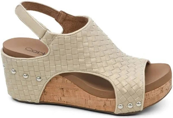 Corky's Carley Wedge Gold Woven Sandal