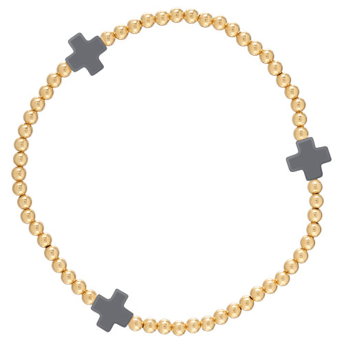 ENewton Colored Signature Cross Pattern 3mm Gold Bead Bracelet