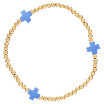 ENewton Colored Signature Cross Pattern 3mm Gold Bead Bracelet